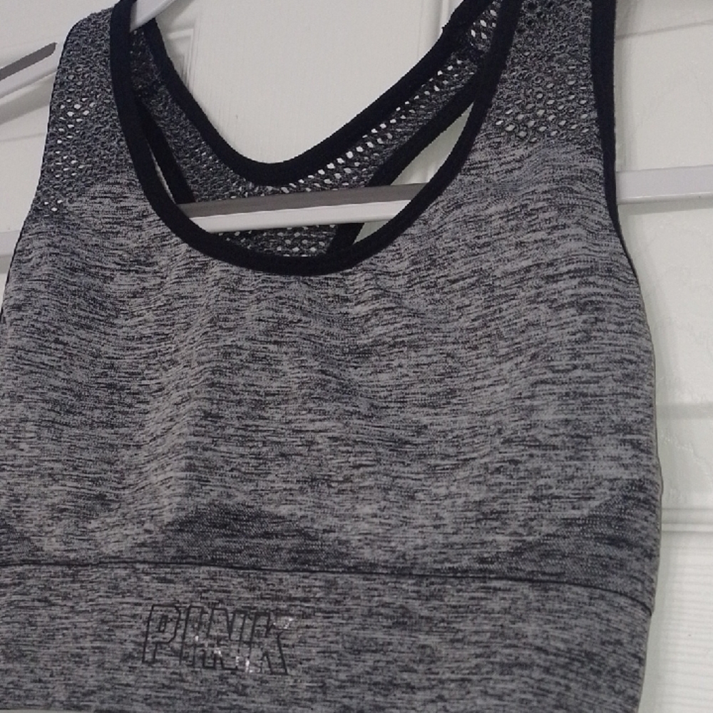 PINK Victoria's Secret Gray Racerback Sports Bra - Picture 3 of 6